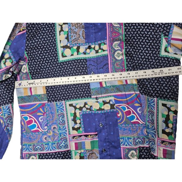 Etro Milano Floral Shirt Abstracto AOP Algodón L/S Hombre Botón Frontal Talla 43 - Picture 2 of 8